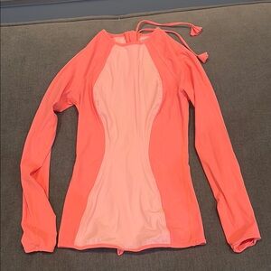 Lululemon Coral and Pink Long Sleeve Rash Guard swimsuit  surf top